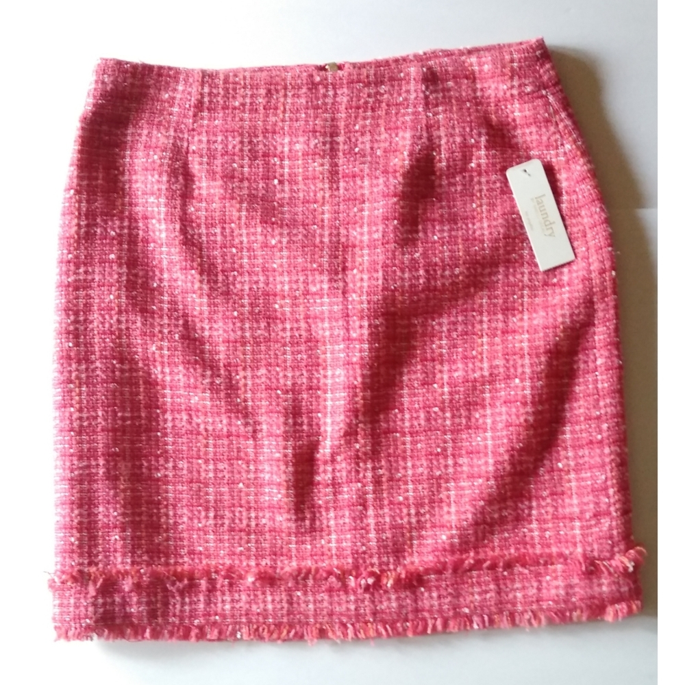 Laundry By Shelli Segal Shell Pink Tweed Skirt